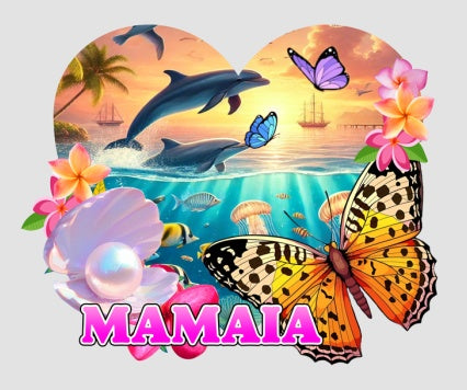 Magnet decorativ pentru frigider cu inimă și delfini, multicolor, 10x10 cm