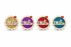 Magnet martisor din lemn rotund cu mesaj 1 Martie, culori diverse, 6x6cm