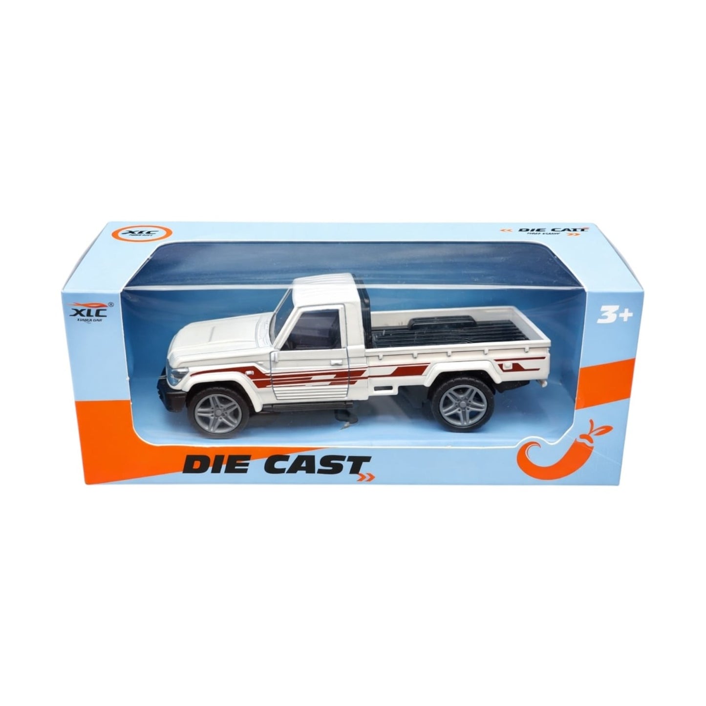 Mașină Albă Metalică cu Uși Deschise, Model Pickup, Jucărie Didactică 14x6,5x5,5 cm