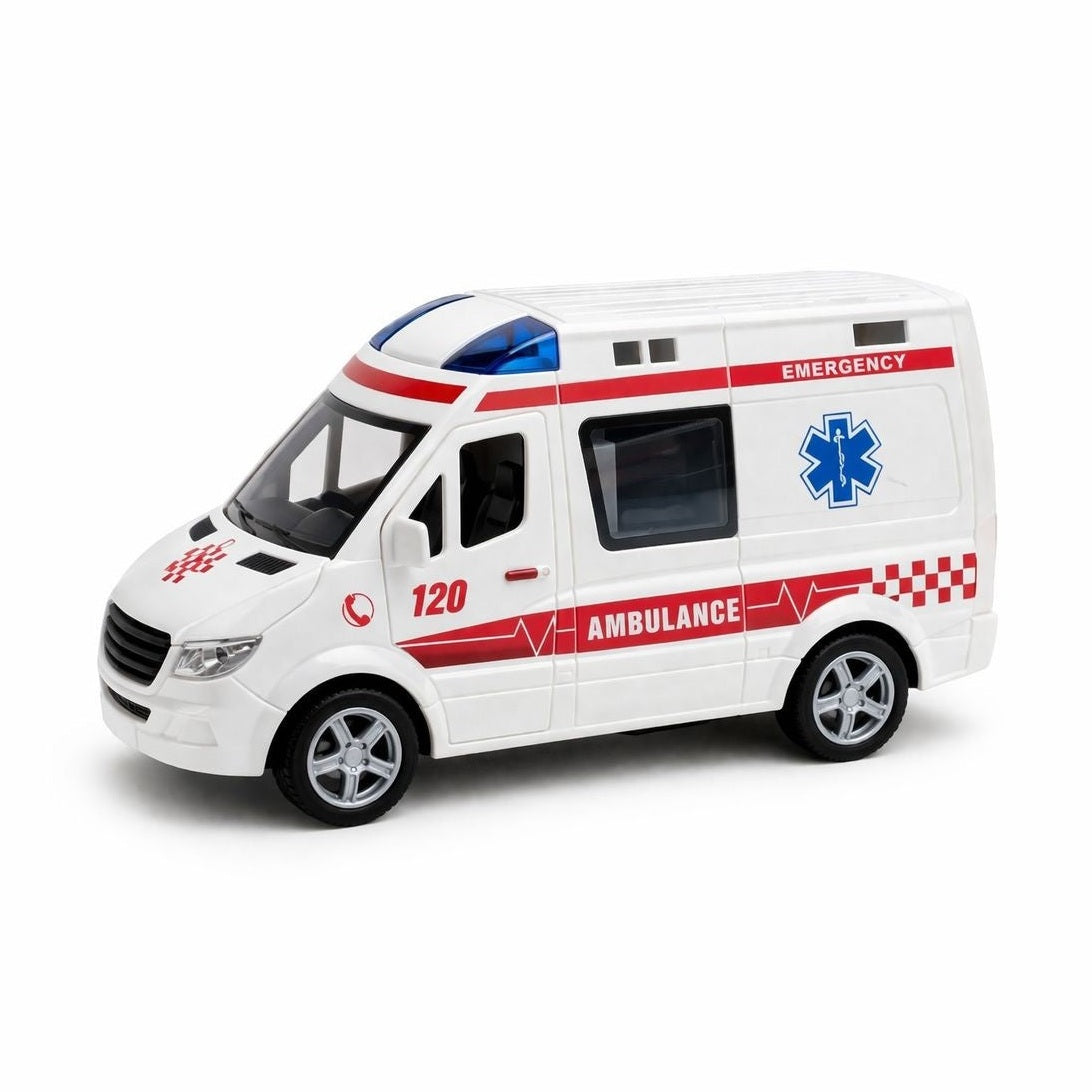 Masina ambulanta cu lumini sunet si fum, usi care se deschid, 21.5 cm