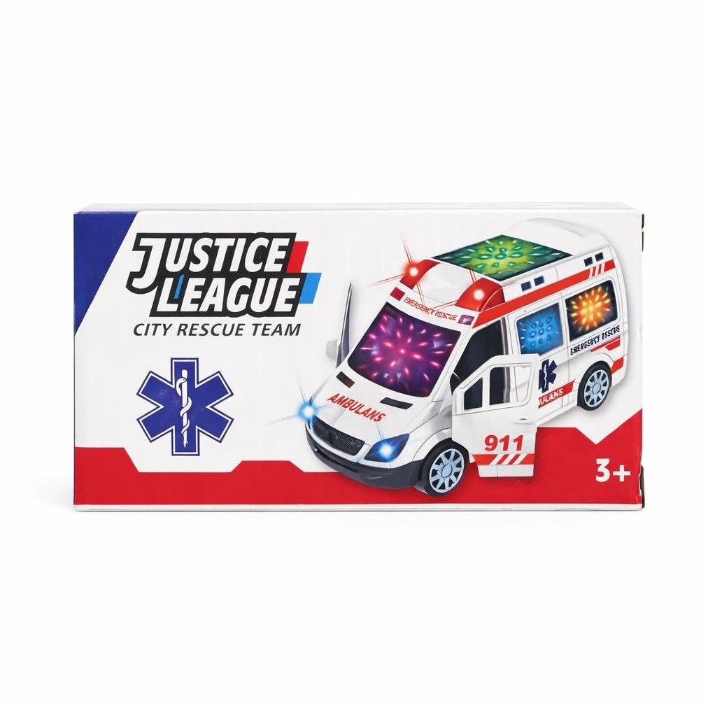Masina ambulanta duba cu lumini 3D si sunet, City Rescue Team 14 cm