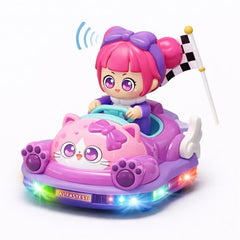 Masina bumper cars fetita, cu lumini si sunet, masinuta interactiva copii 3+