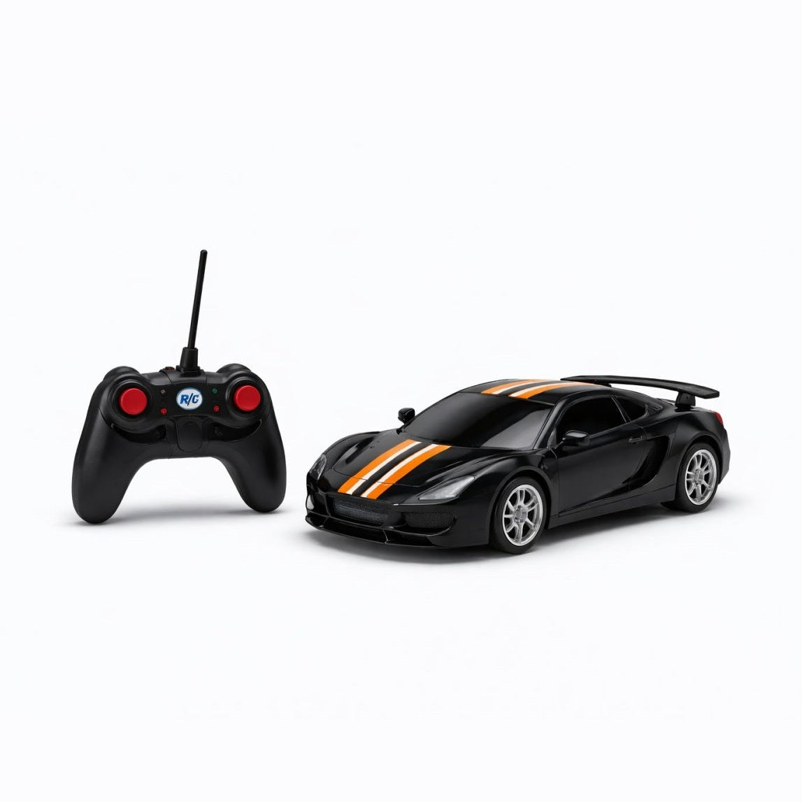 Masina cu telecomanda RC sport design racing negru cu portocaliu/negru cu albastru 30.5x21.5x7.5 cm