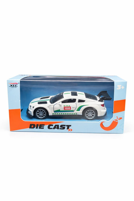 Mașină de jucărie sport albă din metal cu uși detașabile și design realist, 14 cm