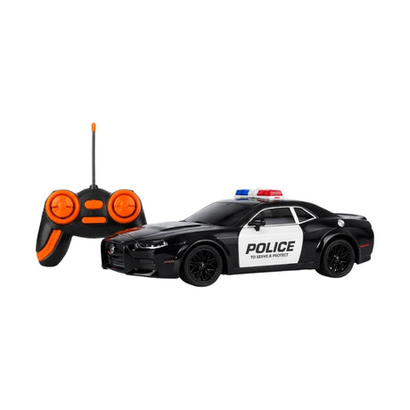 Mașină de poliție din metal cu telecomandă, acumulator, lumini, scara 1:16, 32,5 cm