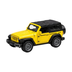 Mașină de teren metalică galbenă cu uși mobile, dimensiuni 14x5,5x6,5 cm
