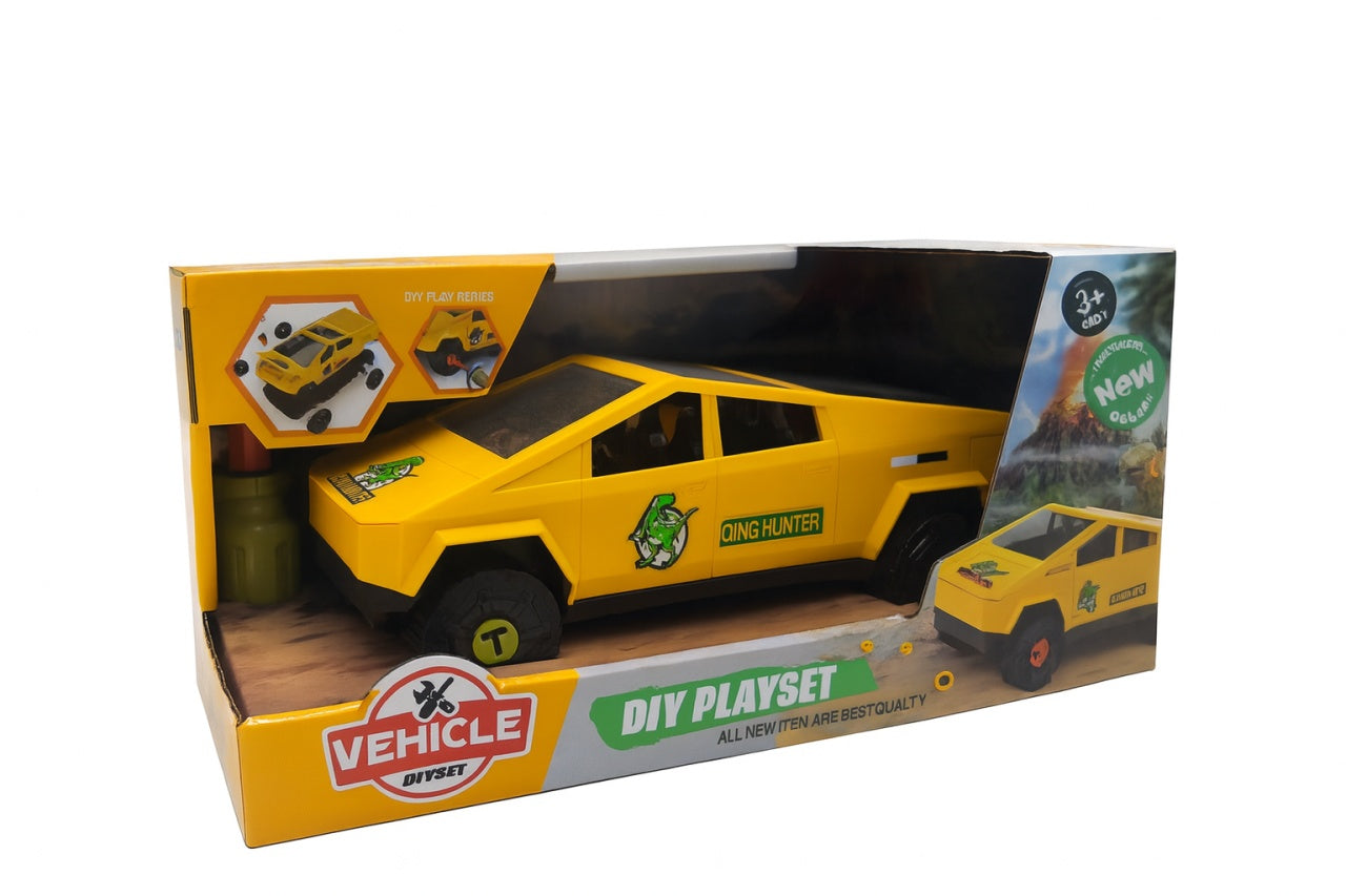 Masina Dino Hunter 26.5x13 cm , Vehicul Jucarie Tip Pickup, DIY Playset, Model Mare pentru Copii 3+