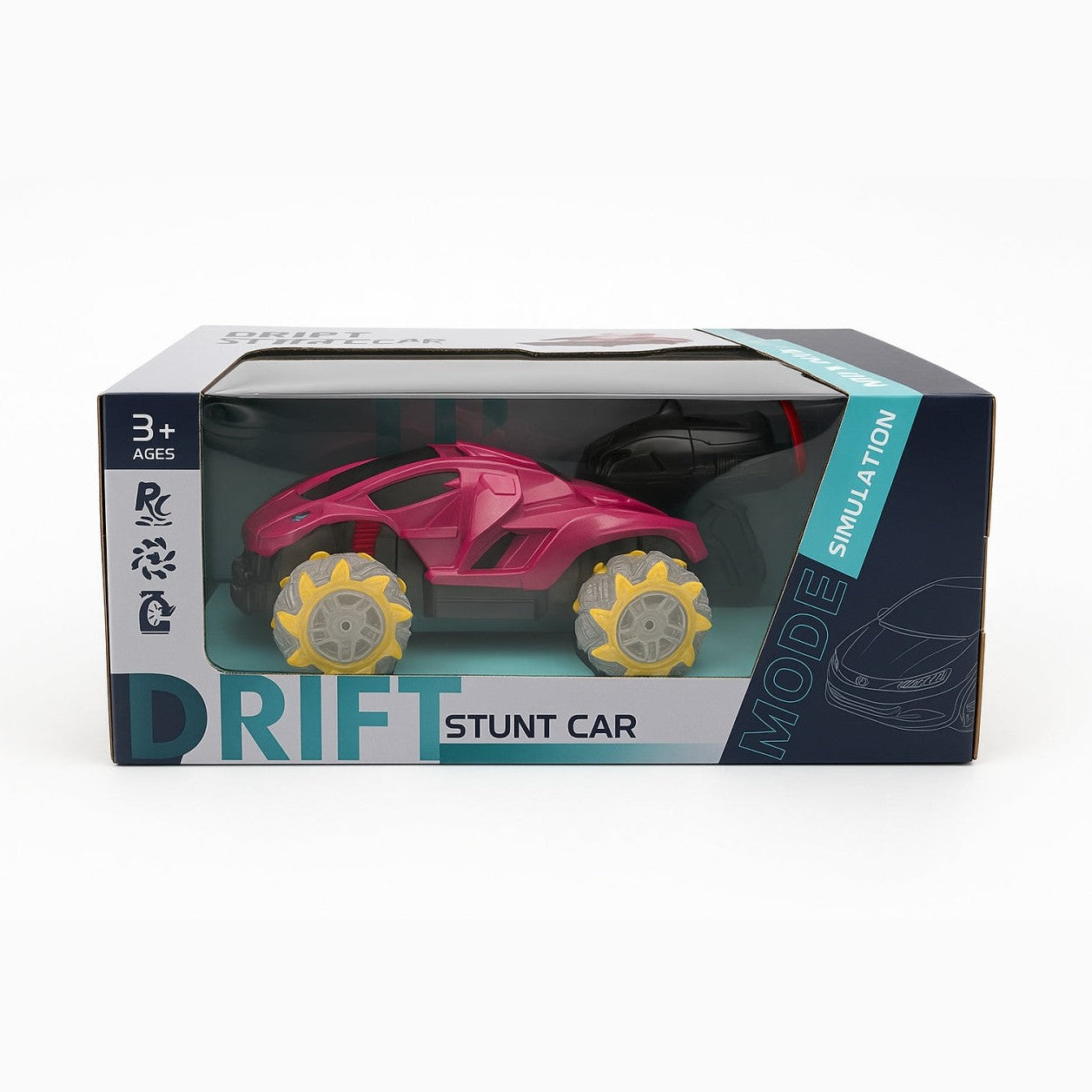 Masina Drift Stunt Car cu radiocontrol 30x13 cm, model off-road, roti speciale 360