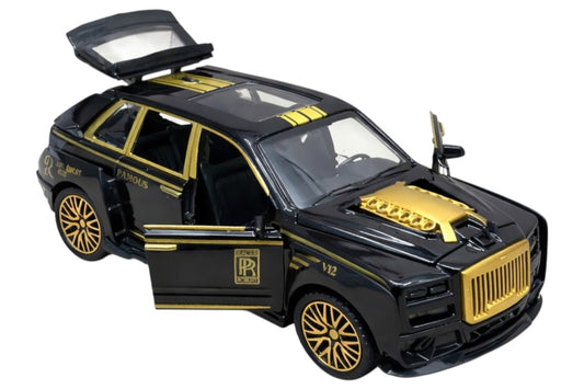 Mașină metalică die-cast, scară 1:28, cu pull-back, uși deschise, lumini și sunete, 17.5x8x9 cm