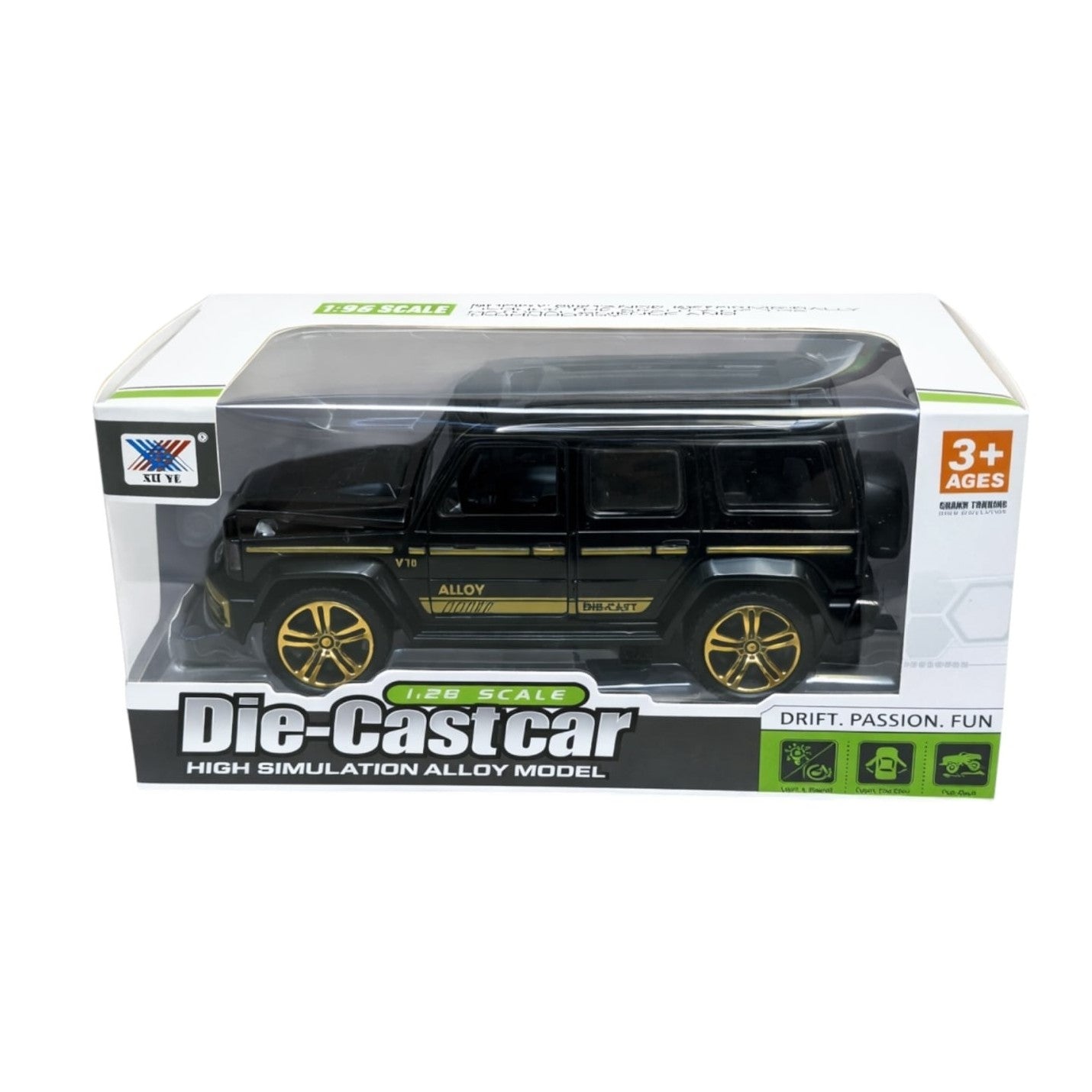 Mașină metalică die-cast, scară 1:28, cu pull-back, uși deschise, lumini și sunete, 17.5x8x9 cm