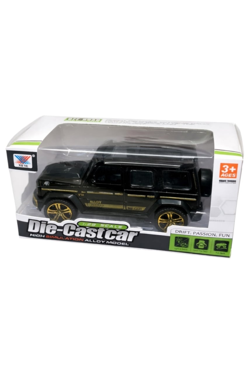 Mașină metalică la scară 1:28 cu funcție de pull-back, uși deschise, sunete și lumini
