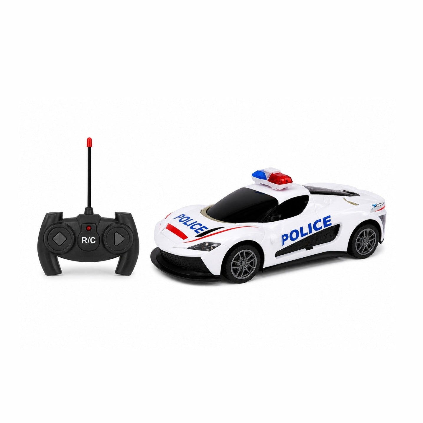 Masina politie RC alba cu deschidere usi, lumini si sunet, acumulator inclus 2.4GHz