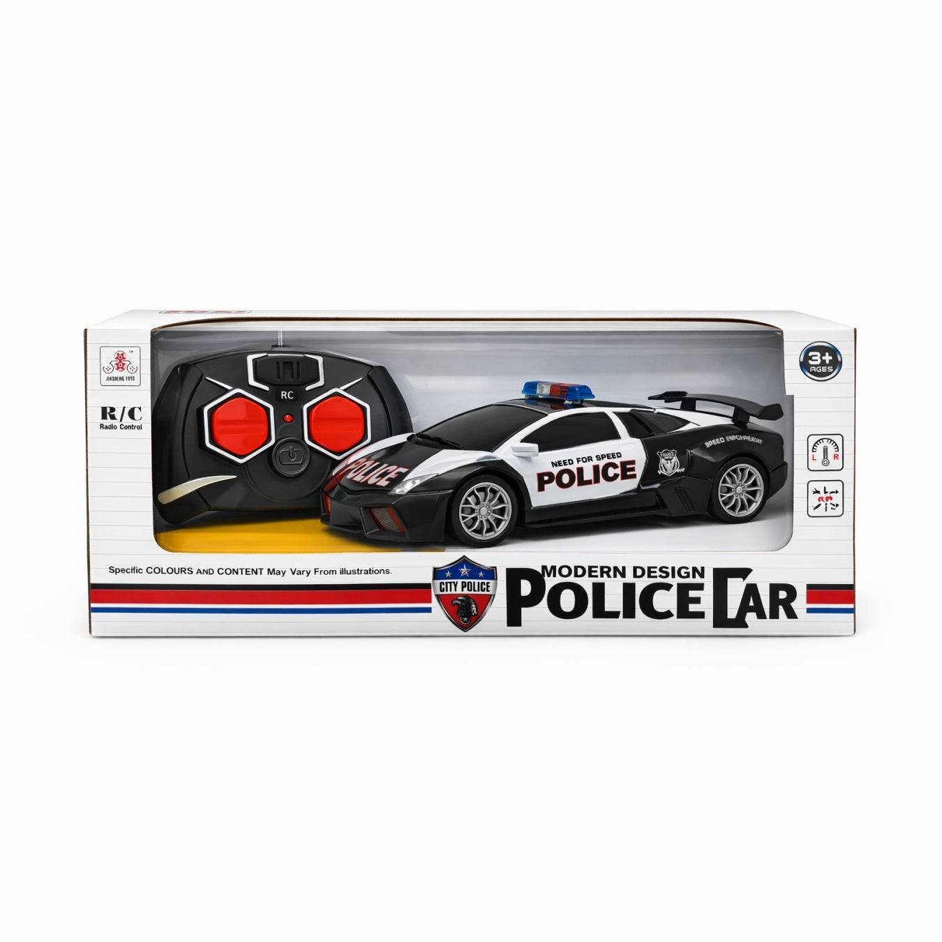 Masina politie RC sport cu telecomanda, lumini, design modern, negru 27x10 cm