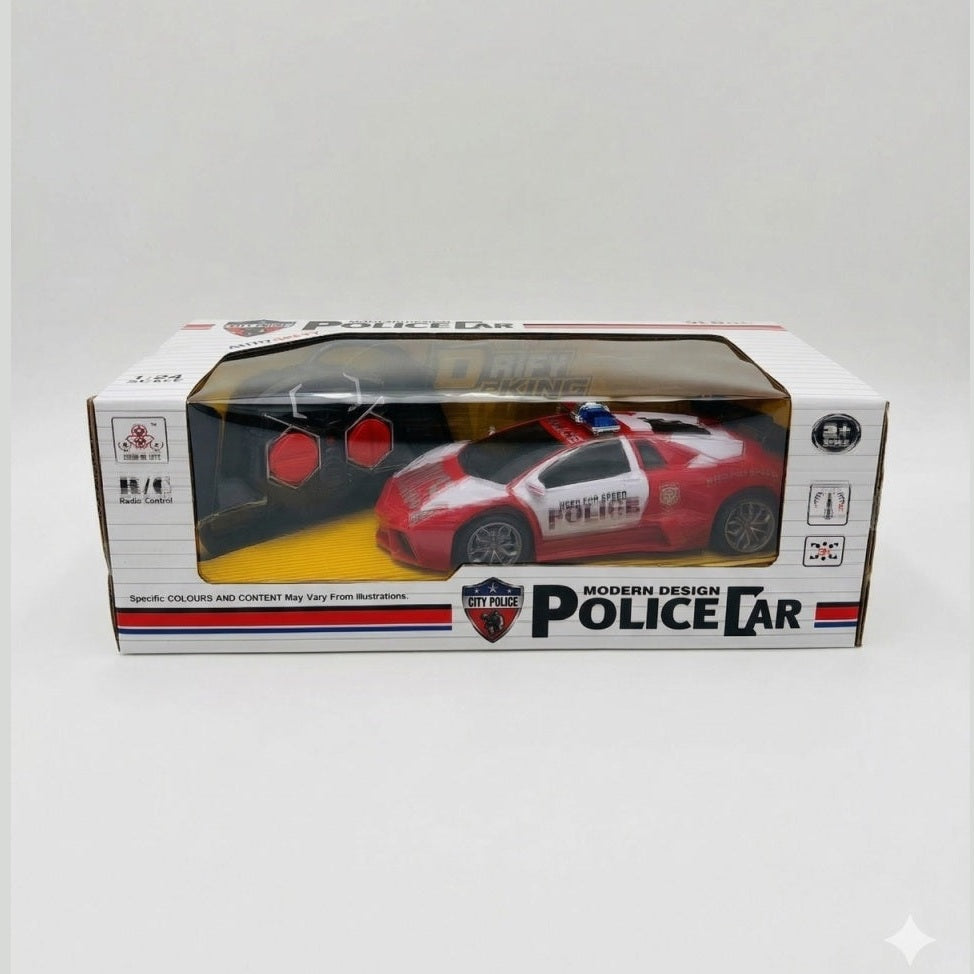 Masina politie RC sport cu telecomanda, lumini, design modern, rosu 27x10 cm