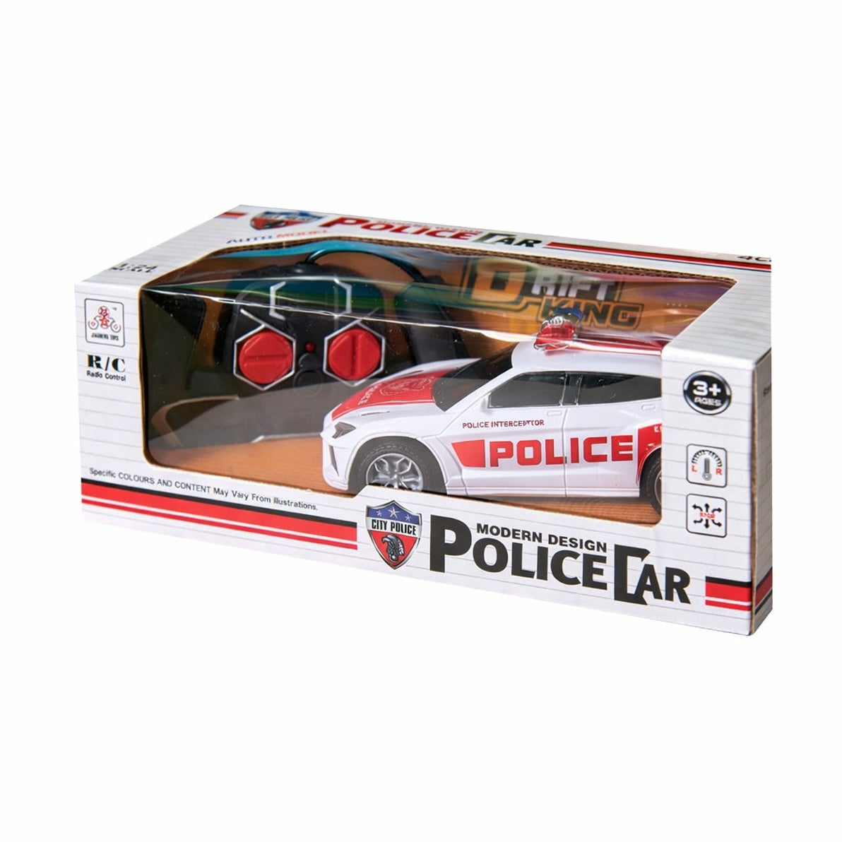 Masina politie telecomandata alb rosu 1:24 cu lumini si telecomanda 27.5cm