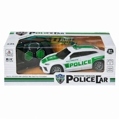 Masina politie telecomandata RC alb- verde 1:24 cu lumini si telecomanda 27.5cm