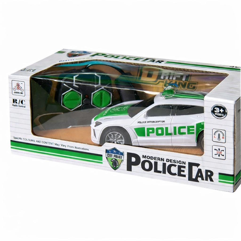 Masina politie telecomandata RC alb- verde 1:24 cu lumini si telecomanda 27.5cm