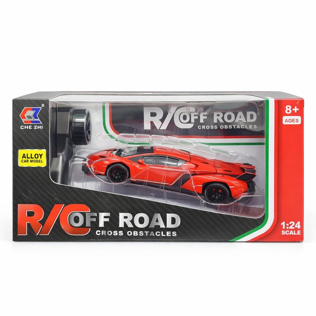 Masina RC metalica sport rosie 1:24 cu telecomanda, usi functionale si acumulator