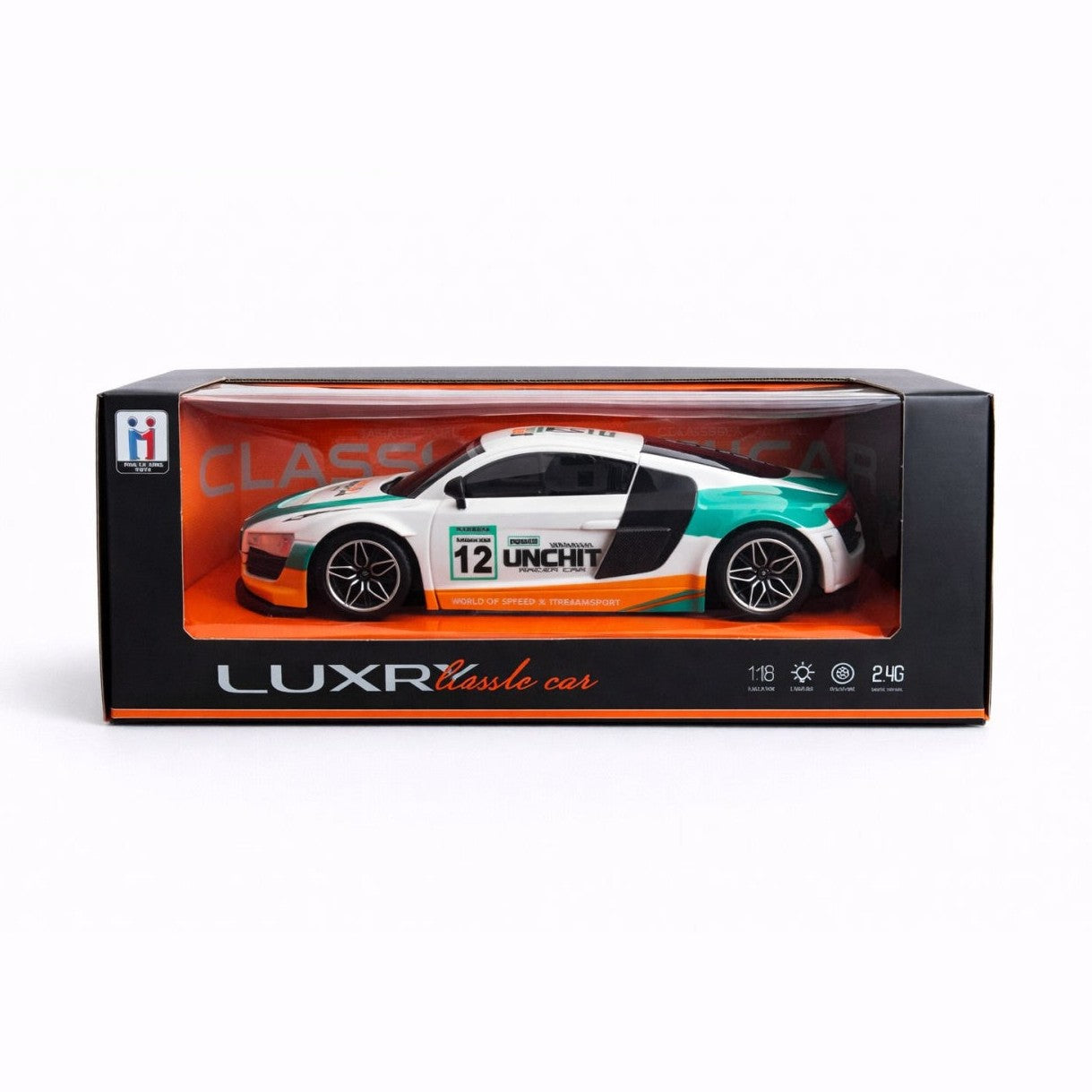 Masina RC sport 1:18 cu telecomanda 2.4G, reincarcabila, viteza mare, 31 cm