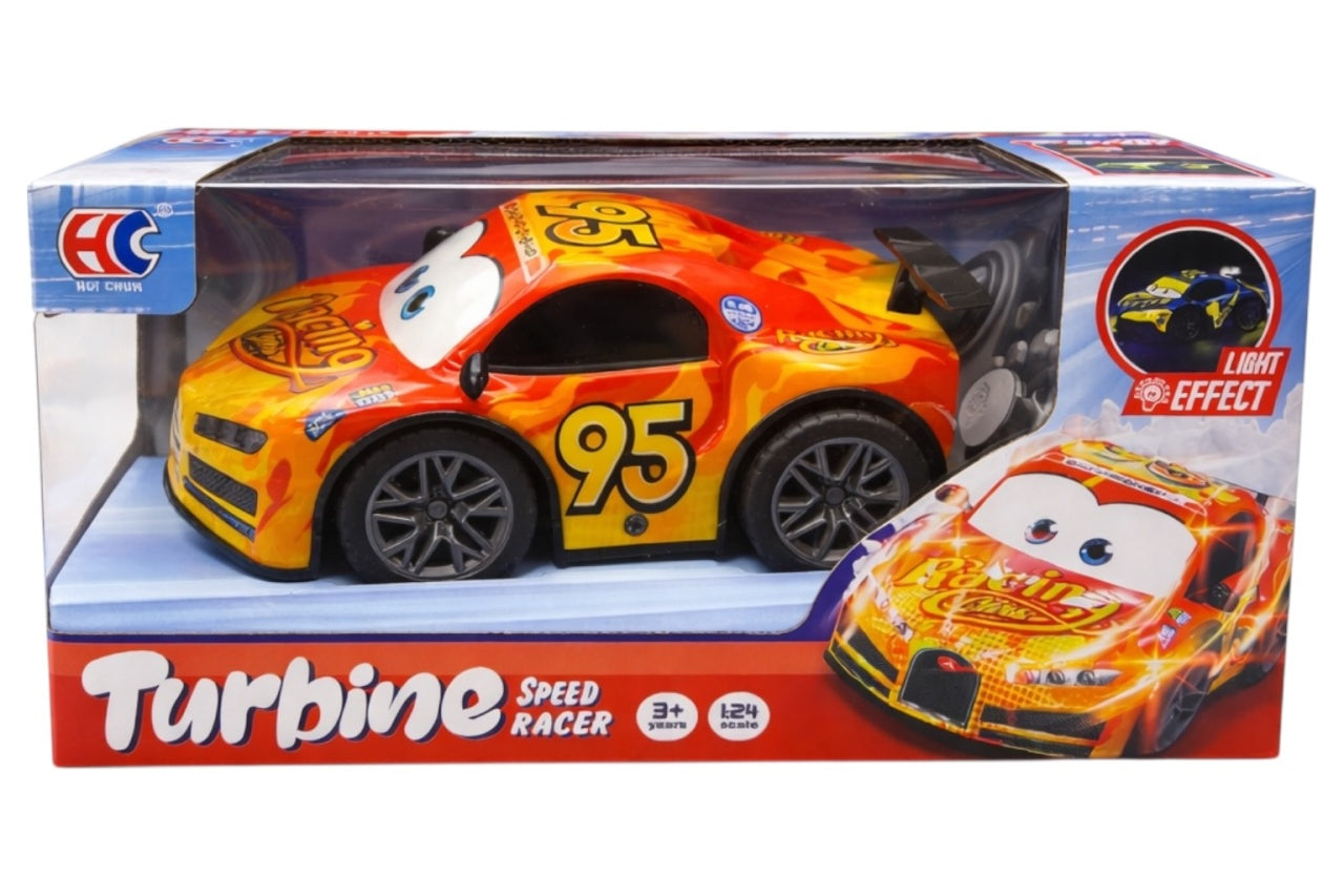 Mașină roșie de curse cu telecomandă și propulsie turbo, 23 cm, baterii neincluse