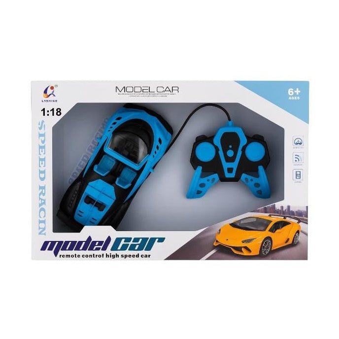 Masina sport albastra cu telecomanda cu fir, scara 1:18, Speed Racing 6+