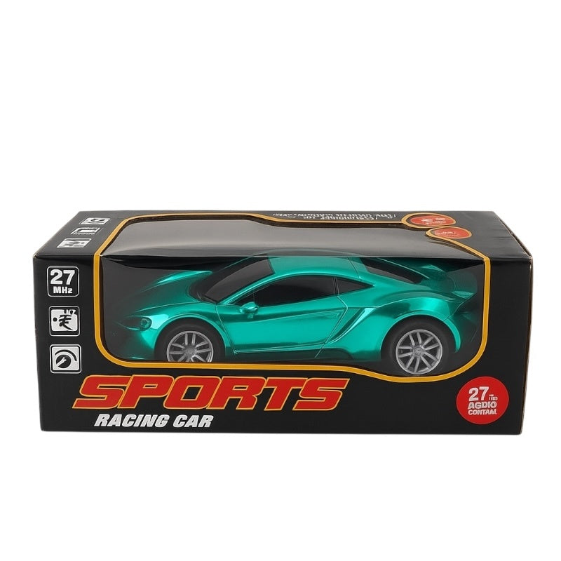 Masina sport cu radiocomanda, model crom turcoaz, 22x10 cm, jucarie pentru copii