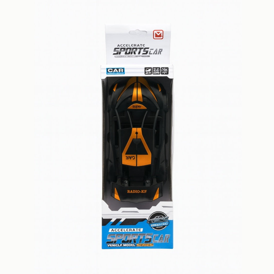 Masina sport cu radiocontrol 33 cm, Accelerate Sports Car, 2.4 GHz, model negru-portocaliu