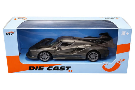 Mașină sport metalică neagră cu uși deschise, 14 cm