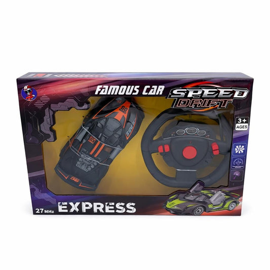 Masina telecomandata cu volan si drift, model sport negru, Famous Car Express