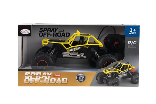 Masina Teren Off Road R C Galbena Ruistone , Telecomanda Spray Lumini 27Mhz Metal Car Copii 3+