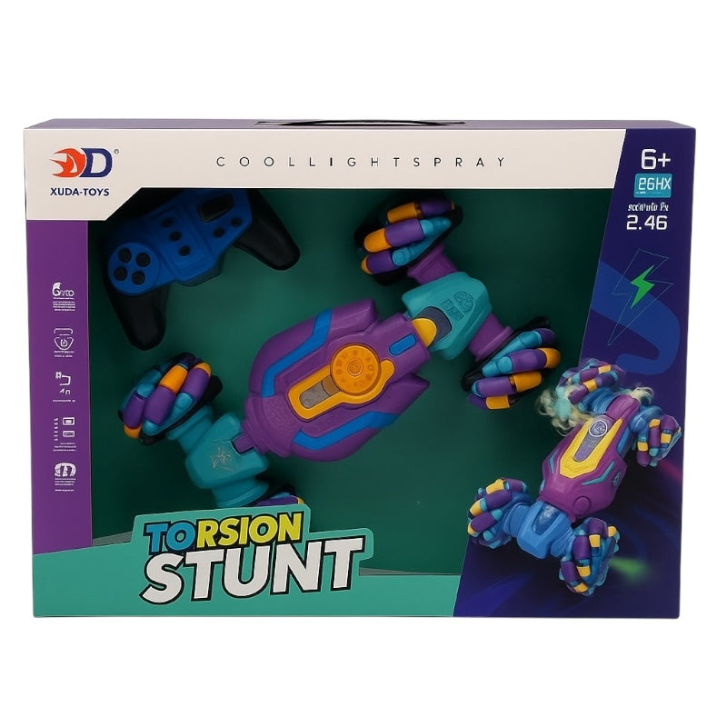 Masina Torsion Stunt cu Radiocomanda, 30x33 cm , Lumini, Sunete, Rotire 360, Drift, 4WD