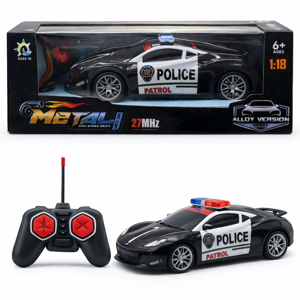 Masinuta cu telecomanda politie negru, lumini si sunete, 29 cm
