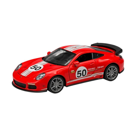 Mașinuță de jucărie metalică roșie cu uși deschise, model sport 14 cm