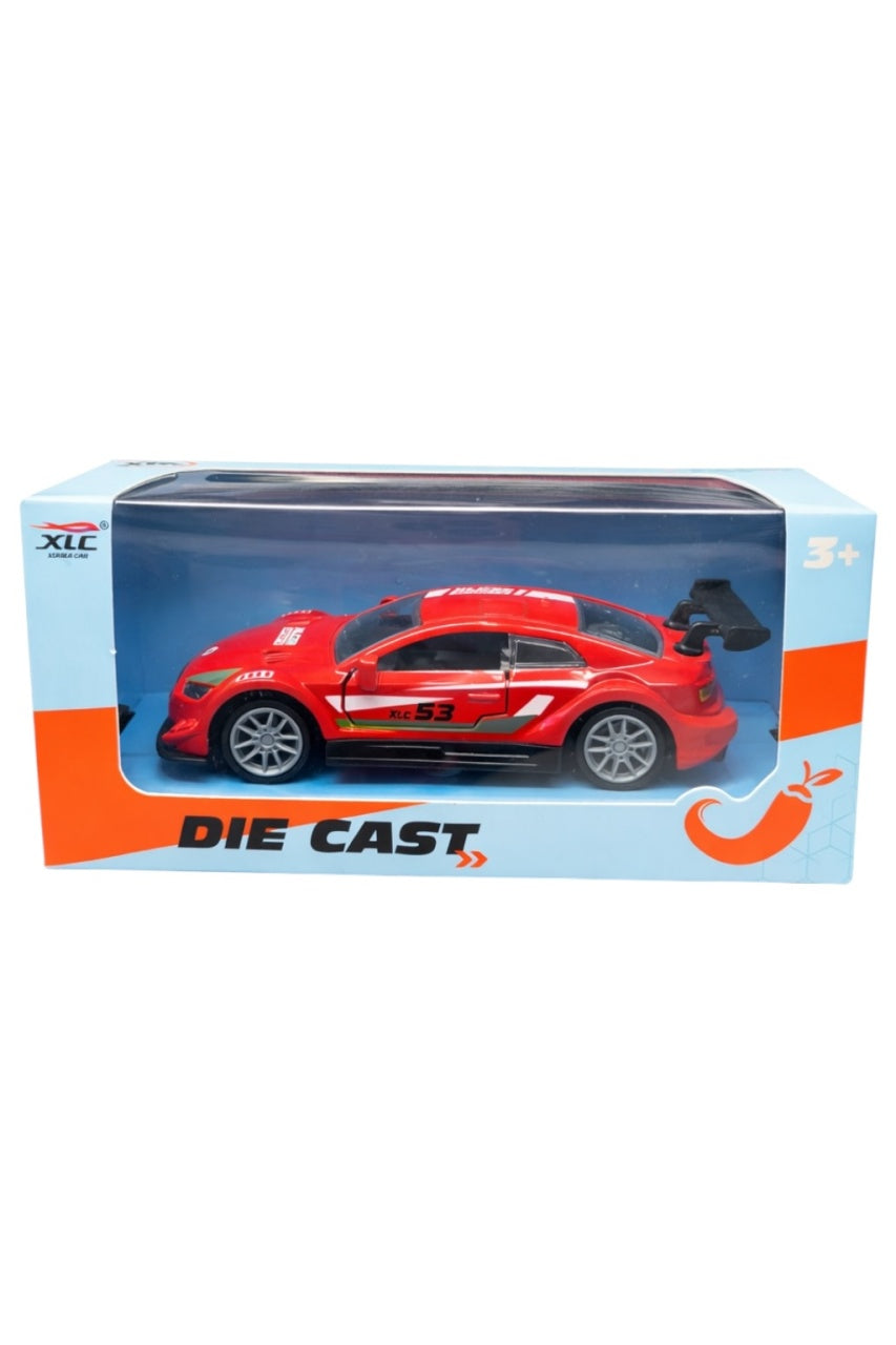 Mașinuță de jucărie metalică roșie cu uși deschise, model sport 14 cm