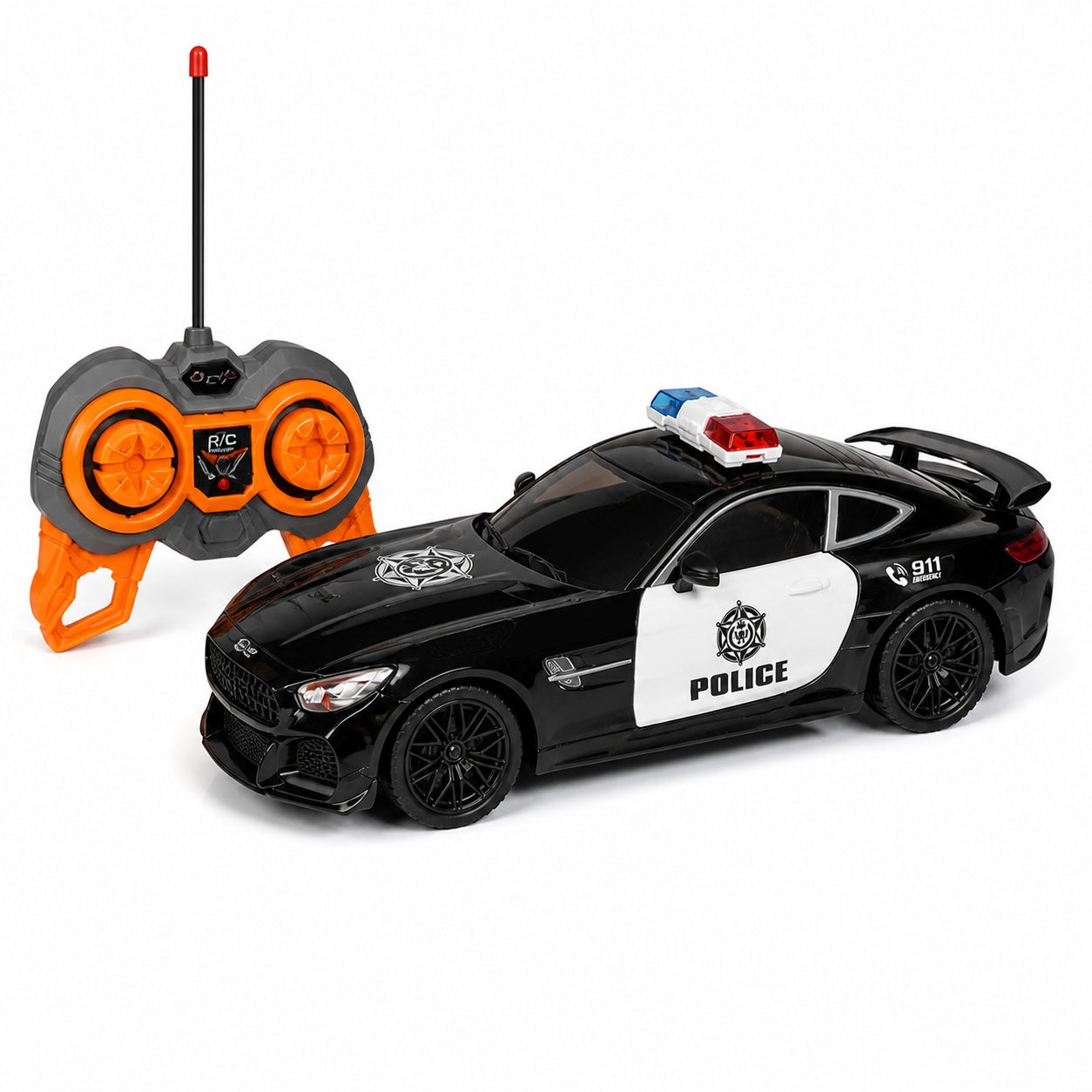 Mașinuță de Poliție cu Telecomandă 1:16, Plastic, Lumini, 26 cm