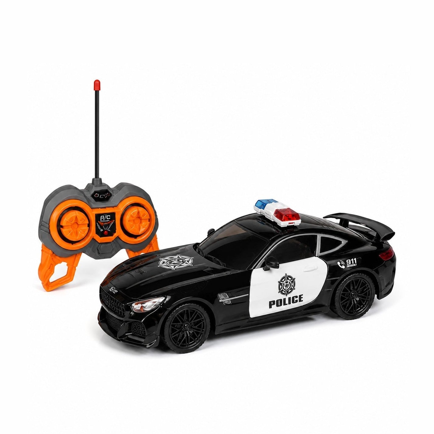 Mașinuță de Poliție cu Telecomandă 1:16, Plastic, Lumini, 26 cm