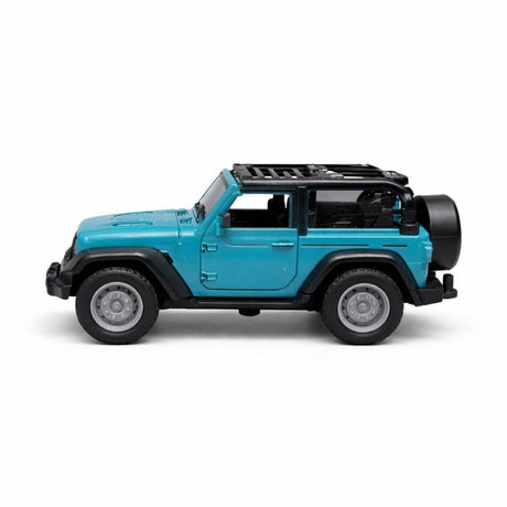 Mașinuță die-cast Jeep Wrangler albastru, model realist din aliaj, pentru colecționari și copii