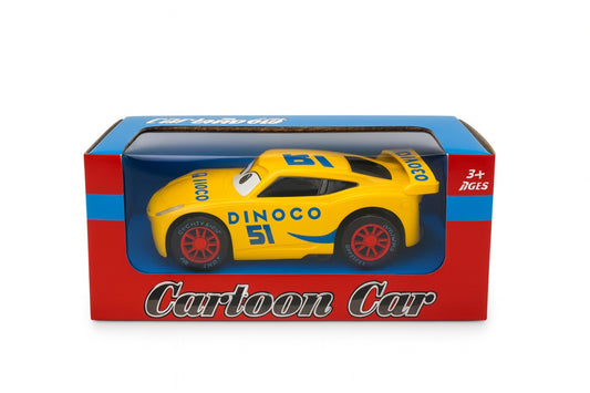 Masinuta galbena jucarie cu design sport si roti rosii , Cartoon Car pentru copii