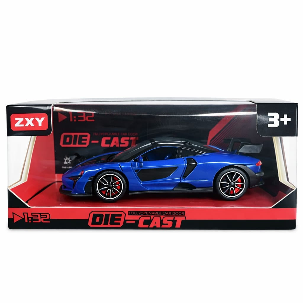 Masinuta metalica sport albastru cu usi tip fluture si spoiler scara 1:32