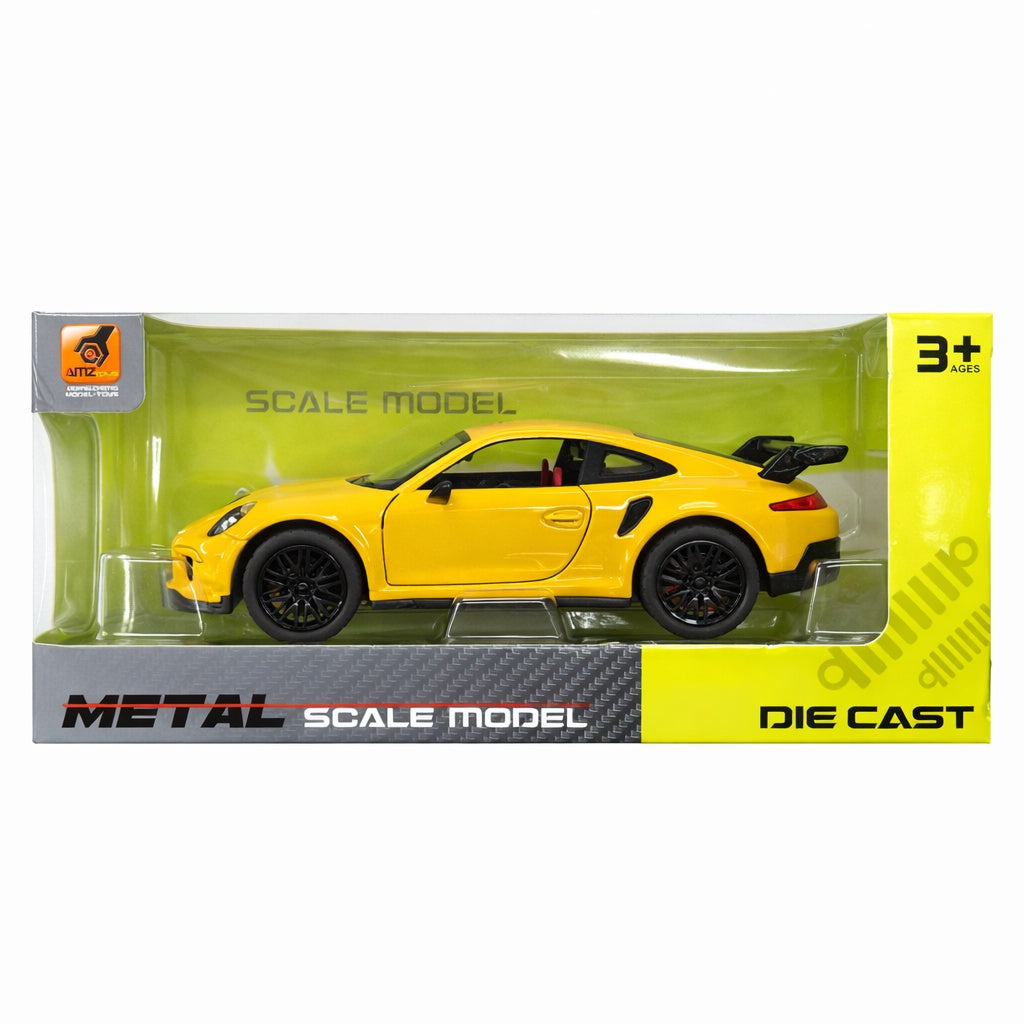 Masinuta metalica sport coupe galbena, 15.5x7 cm