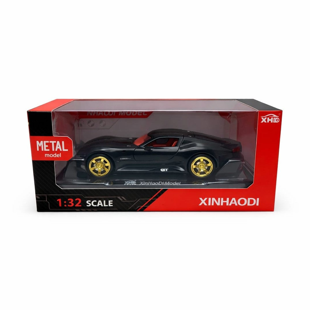 Masinuta metalica sport coupe negru cu jante aurii scara 1:32