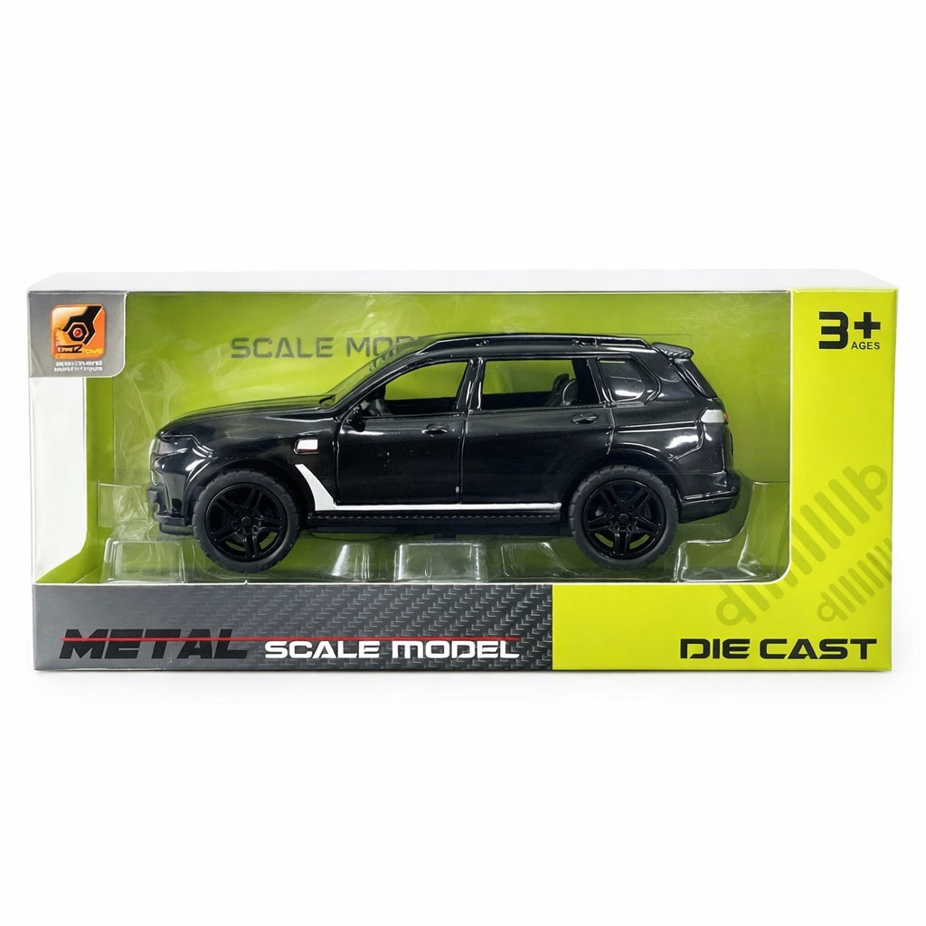 Masinuta metalica SUV neagra, scara model, usi mobile, 15,5 x 7 cm
