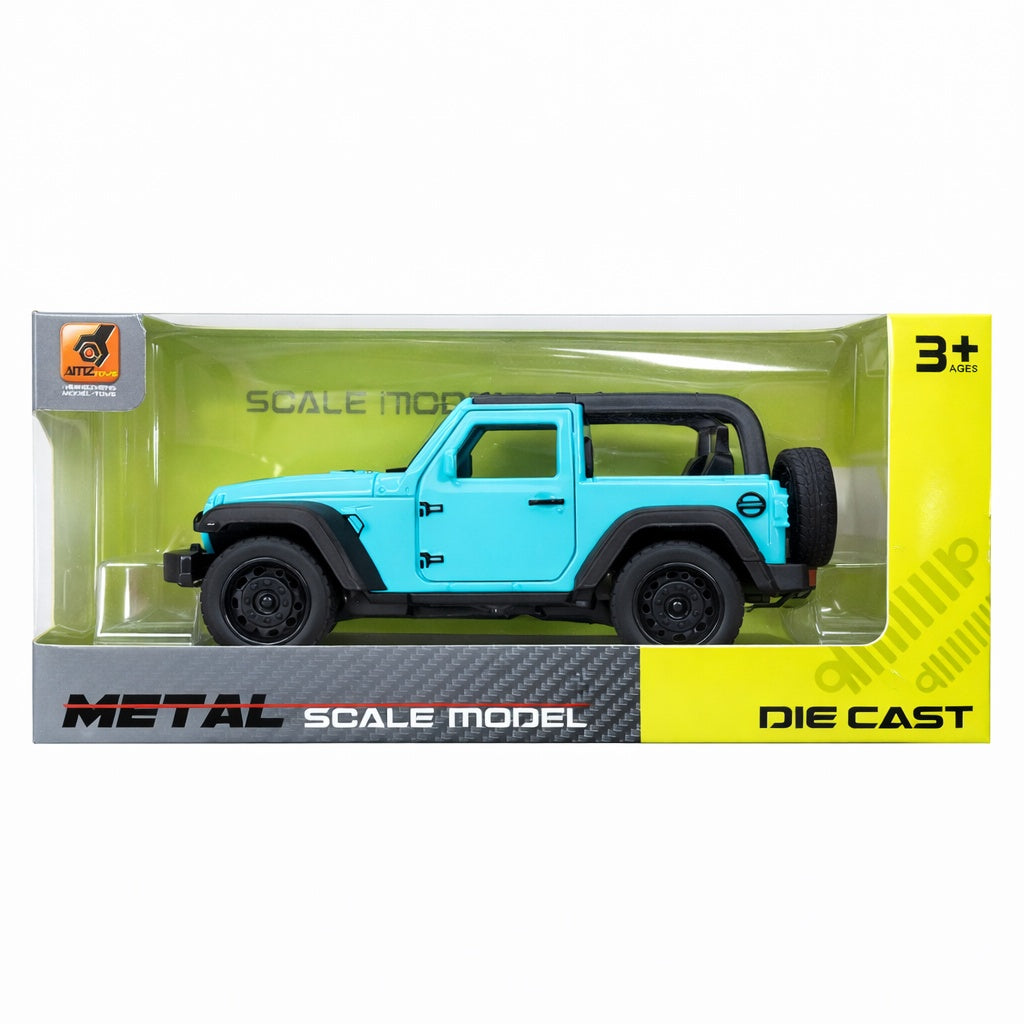Masinuta metalica SUV off-road albastra, 15.5x7 cm, usi functionale