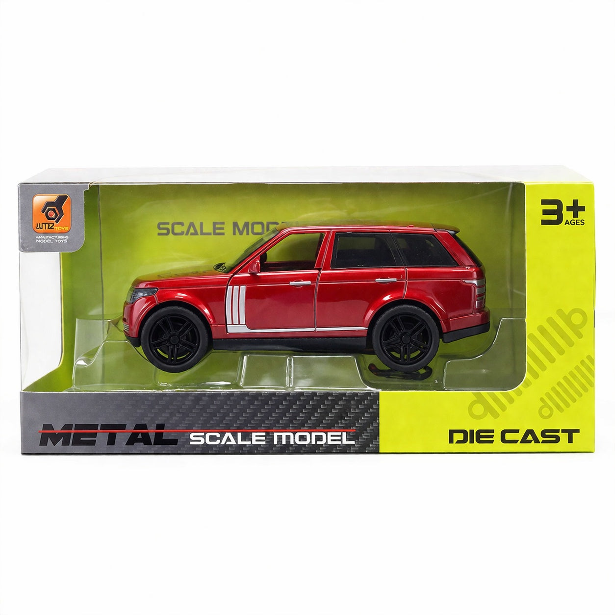 Masinuta metalica SUV rosie, scara model, usi mobile, 15,5 x 7 cm
