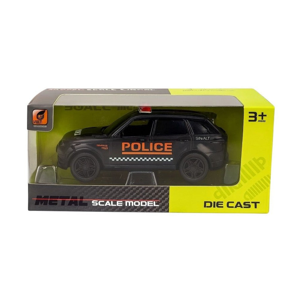 Masinuta Off-Road Police Metalica Neagra , Scara 1:32 Pull Back Frictiune Copii 3+