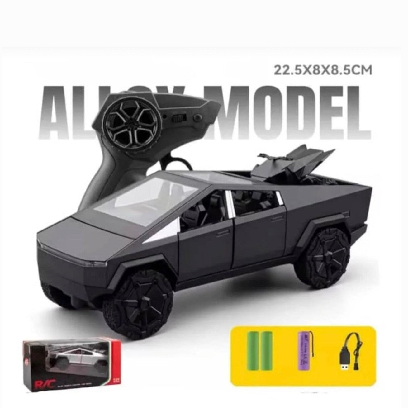 Masinuta off road radiocomandata, model pickup futurist, scara 1:24, metal, culoare negru