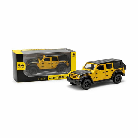 Masinuta offroad metalica galben cu negru, model SUV 15 cm