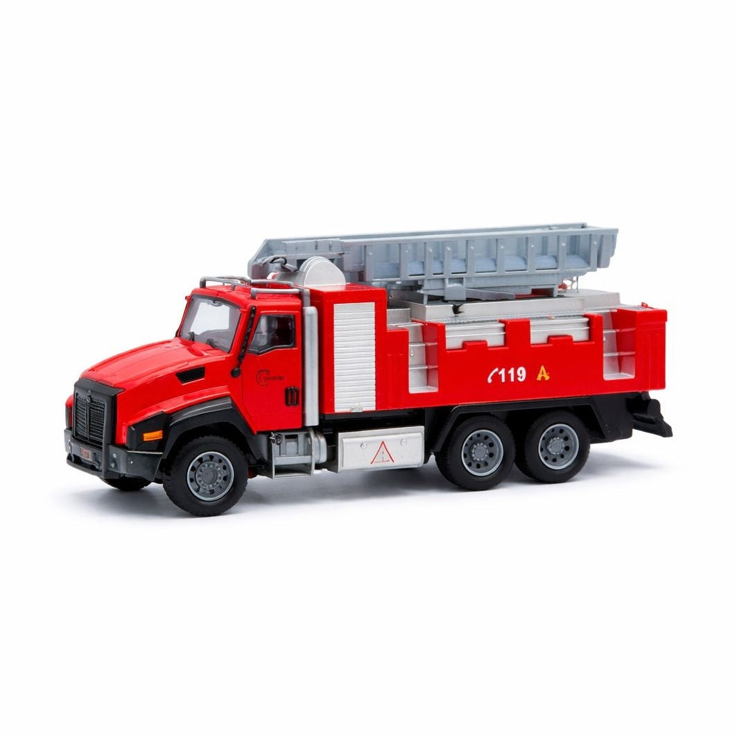 Masinuta pompieri die-cast din metal, 20.5 cm, cu functie pull back