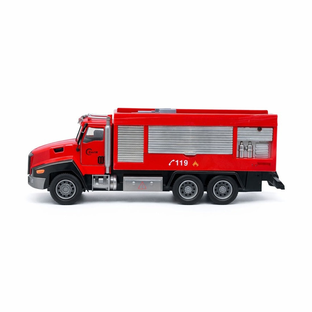 Masinuta pompieri die-cast metalica, cu functie pull back, 26.5 cm