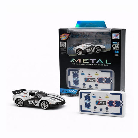 Masinuta RC metalica 1:64 alba cu control telefon si telecomanda 2.4GHz